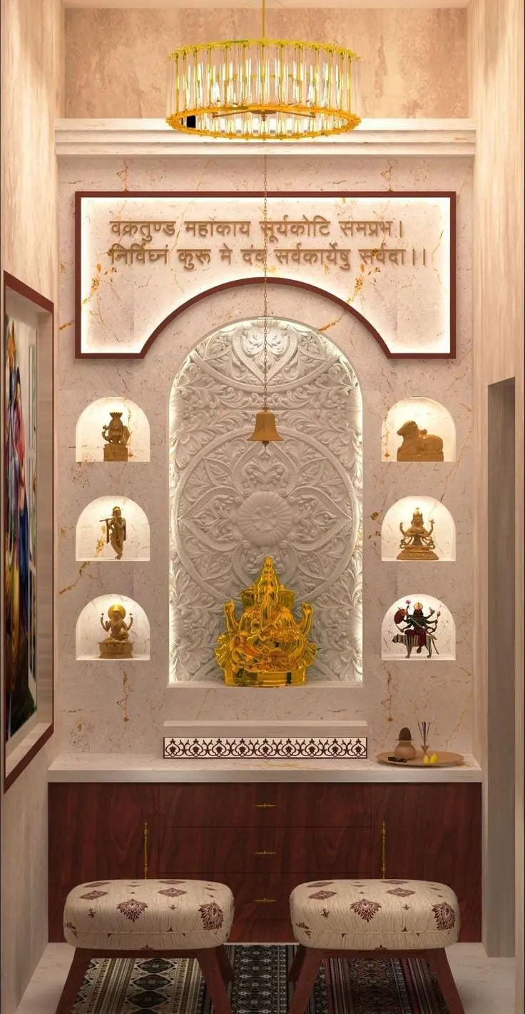 Mandir carving acrylic name, mandir designs by Anurang Creation, Latur