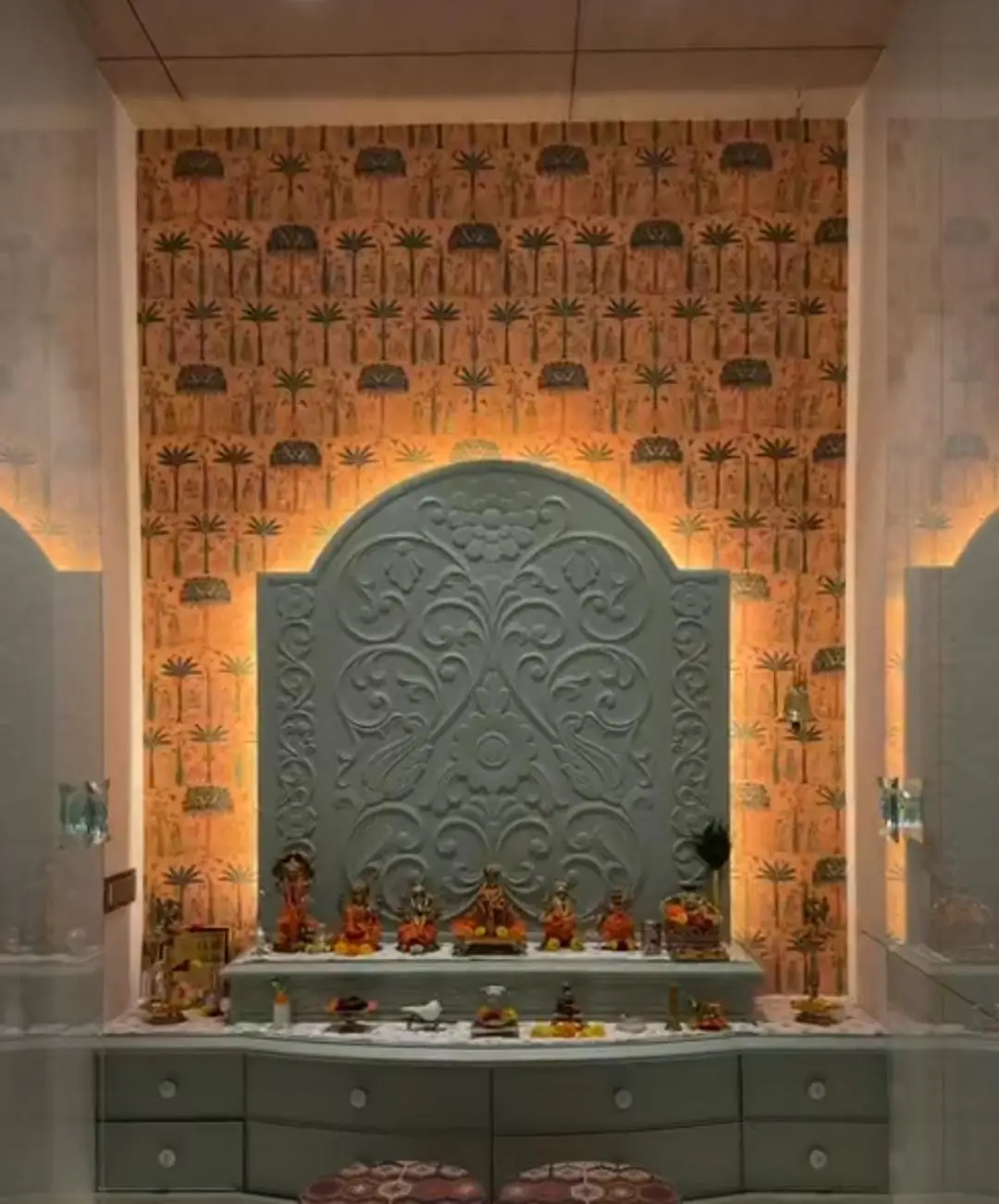 Mandir wall carving, mandir designs by Anurang Creation, Latur