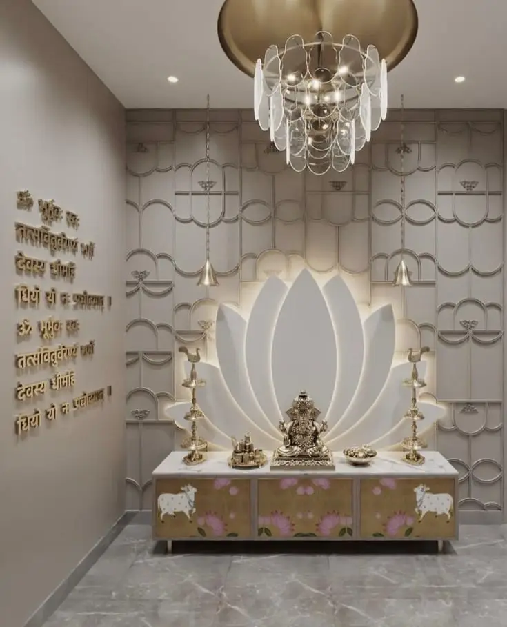 Mandir back lotus, mandir designs by Anurang Creation, Latur
